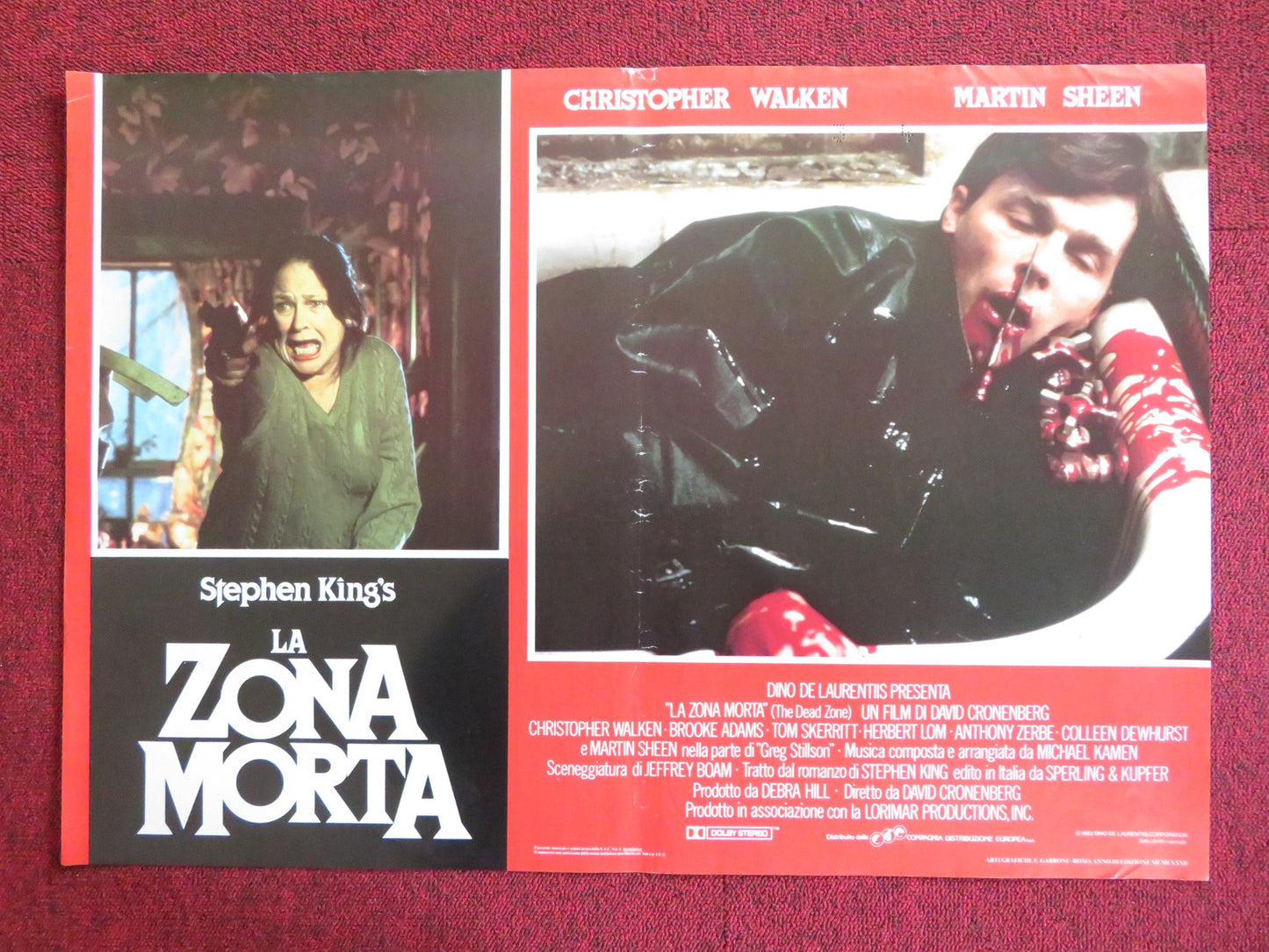 THE DEAD ZONE - B ITALIAN FOTOBUSTA POSTER KING CRONENBERG WALKEN SHEEN 1983