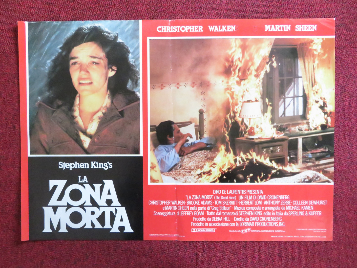 THE DEAD ZONE - D ITALIAN FOTOBUSTA POSTER KING CRONENBERG WALKEN SHEEN 1983