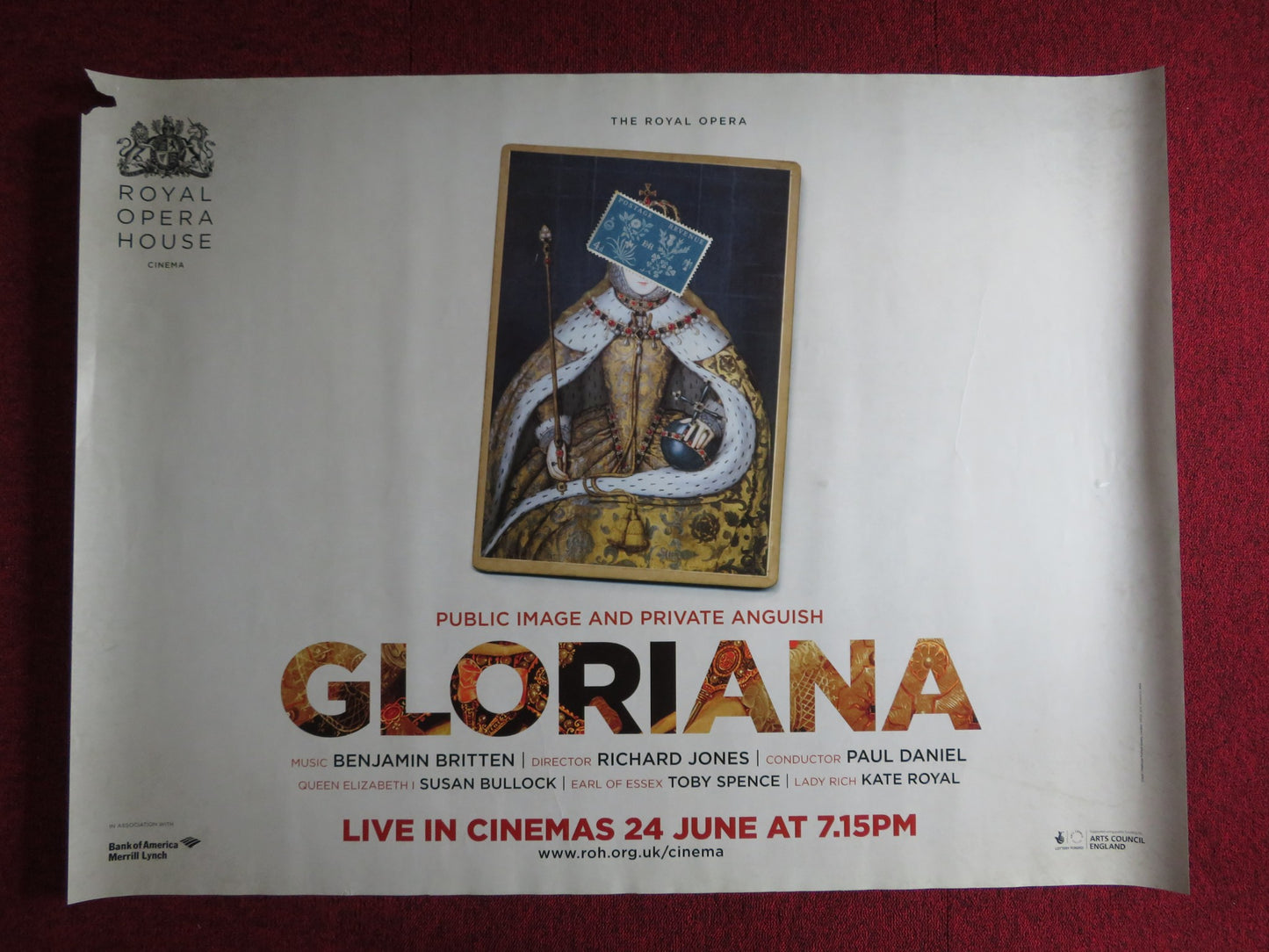 GLORIANA UK QUAD (30"x 40") ROLLED POSTER ROYAL OPERA HOUSE SUSAN BULLOCK 2013