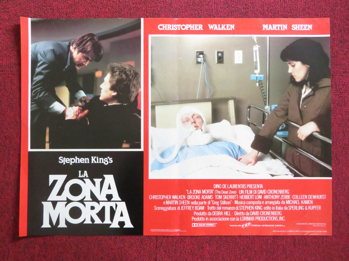 THE DEAD ZONE - F ITALIAN FOTOBUSTA POSTER KING CRONENBERG WALKEN SHEEN 1983