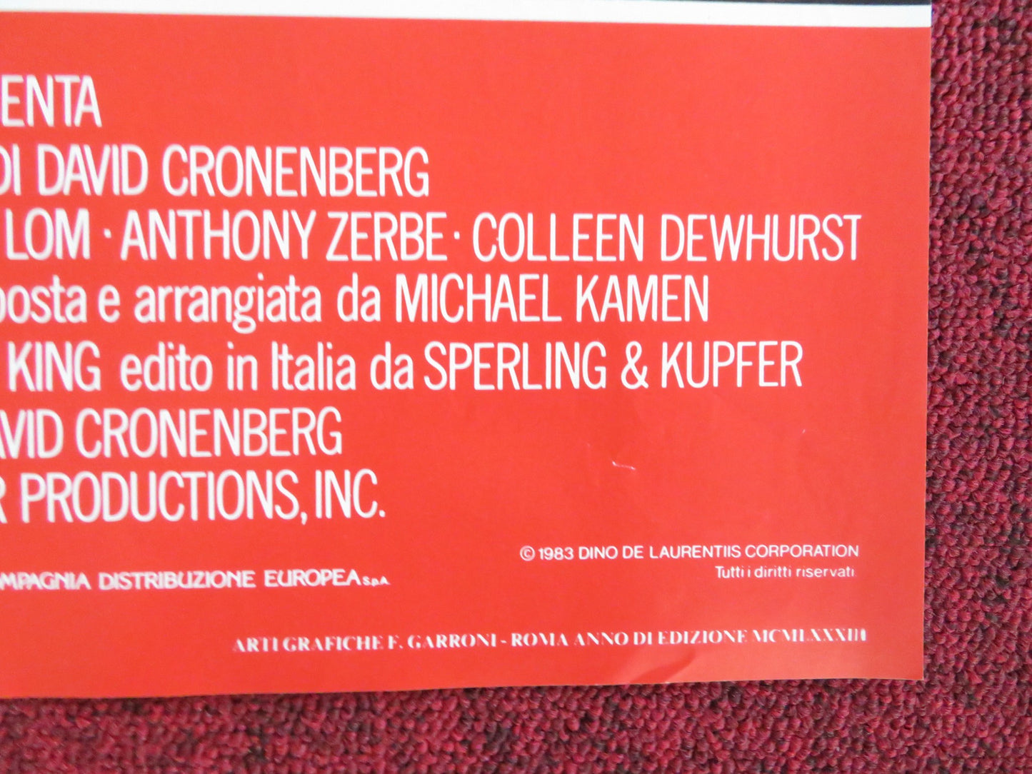 THE DEAD ZONE - F ITALIAN FOTOBUSTA POSTER KING CRONENBERG WALKEN SHEEN 1983