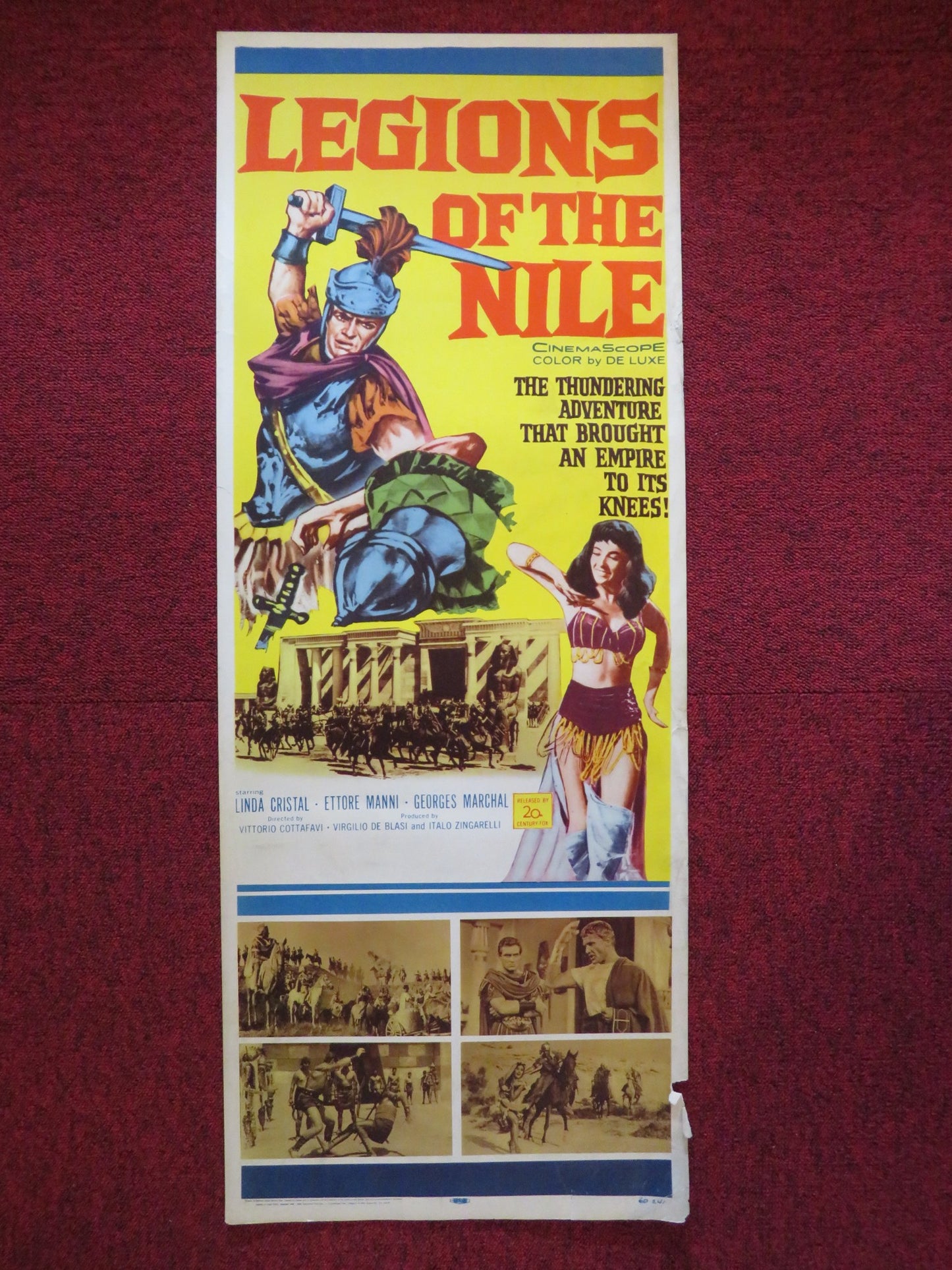 LEGIONS OF THE NILE US INSERT (14"x 36") POSTER LINDA CRISTAL ETTORE MANNI 1960