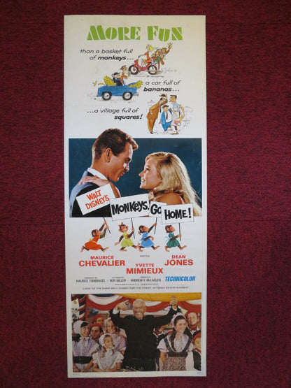 MONKEYS, GO HOME! US INSERT (14"x 36") POSTER  DISNEY DEAN JONES CHEVALIER 1967