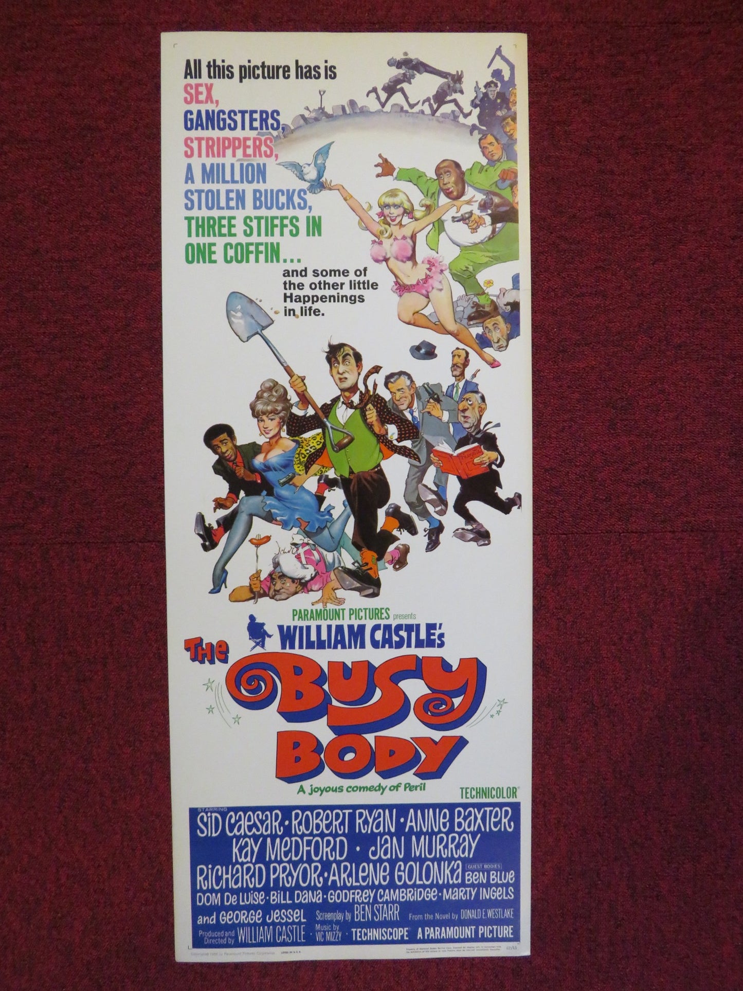 THE BUSY BODY US INSERT (14"x 36") POSTER SID CAESAR ROBERT RYAN 1966