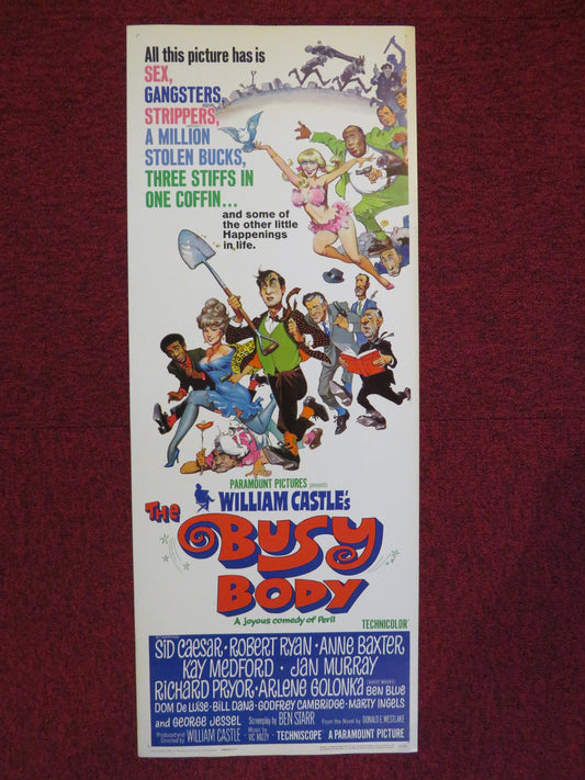 THE BUSY BODY US INSERT (14"x 36") POSTER SID CAESAR ROBERT RYAN 1966