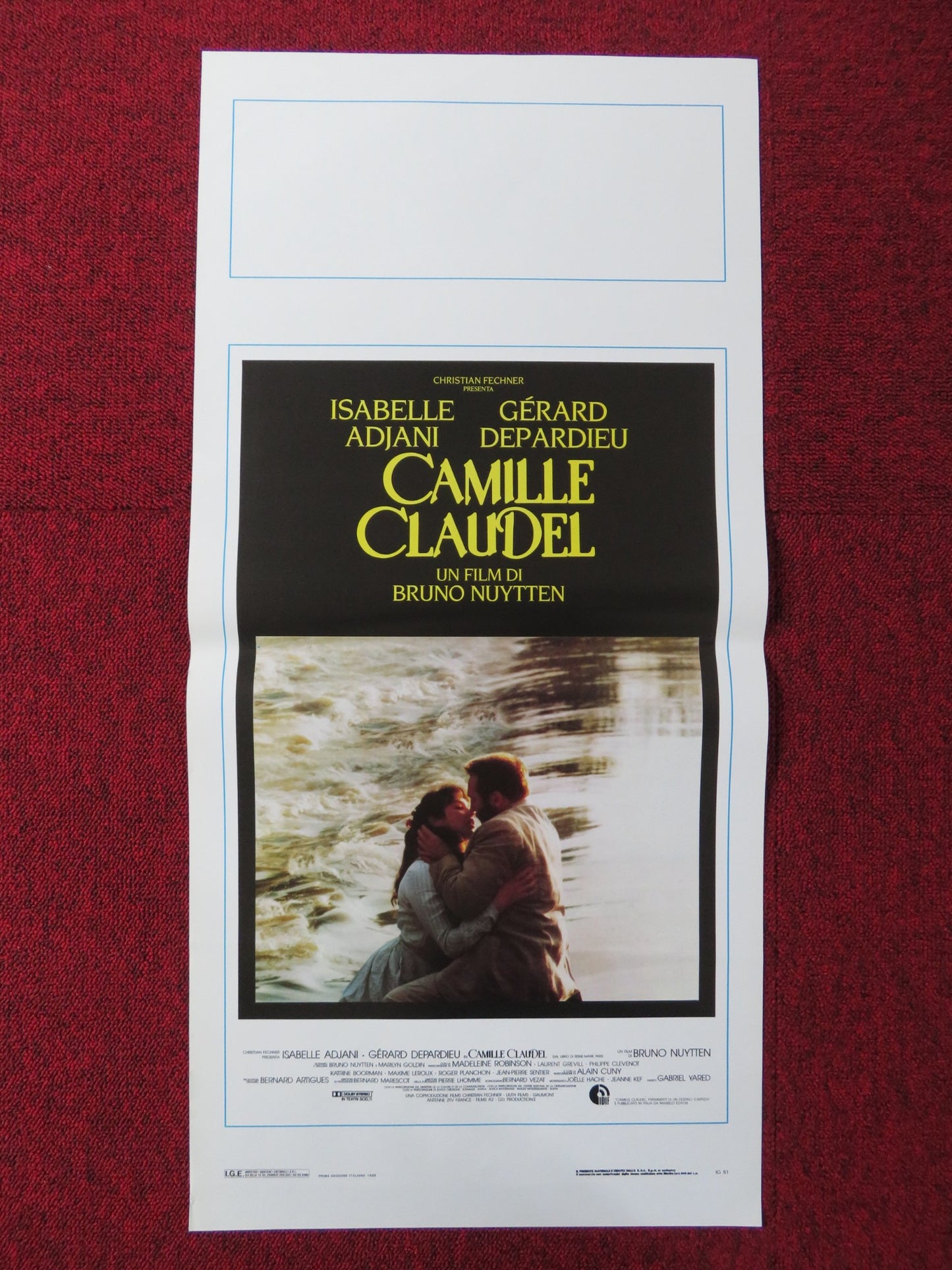 CAMILLE CLAUDEL ITALIAN LOCANDINA POSTER ISABELLE ADJANI GERARD DEPARDIEU 1989