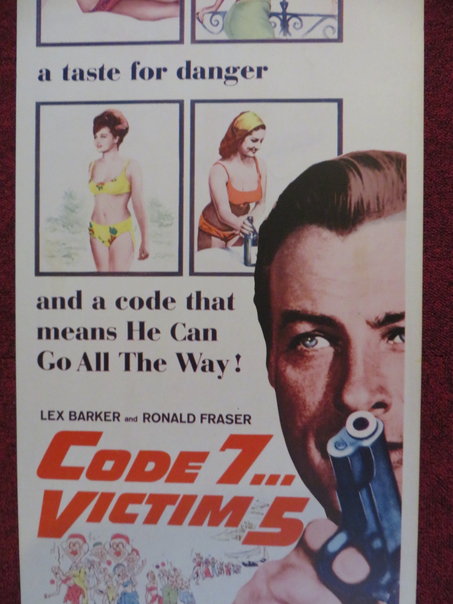 CODE 7, VICTIM 5 US INSERT (14"x 36") POSTER LEX BARKER RONALD FRASER 1964