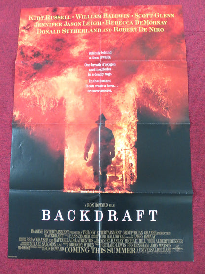 BACKDRAFT FOLDED US ONE SHEET POSTER KURT RUSSELL WILLIAM BALDWIN 1990