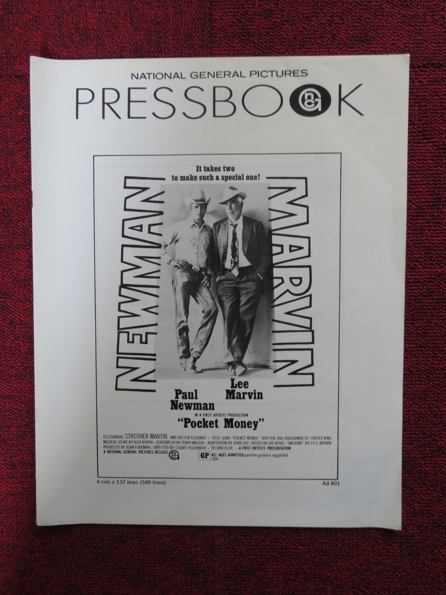 POCKET MONEY - PRESSBOOK UNCUT NATIONAL GENERAL PICTURES PAUL NEWMAN MARVIN 1972