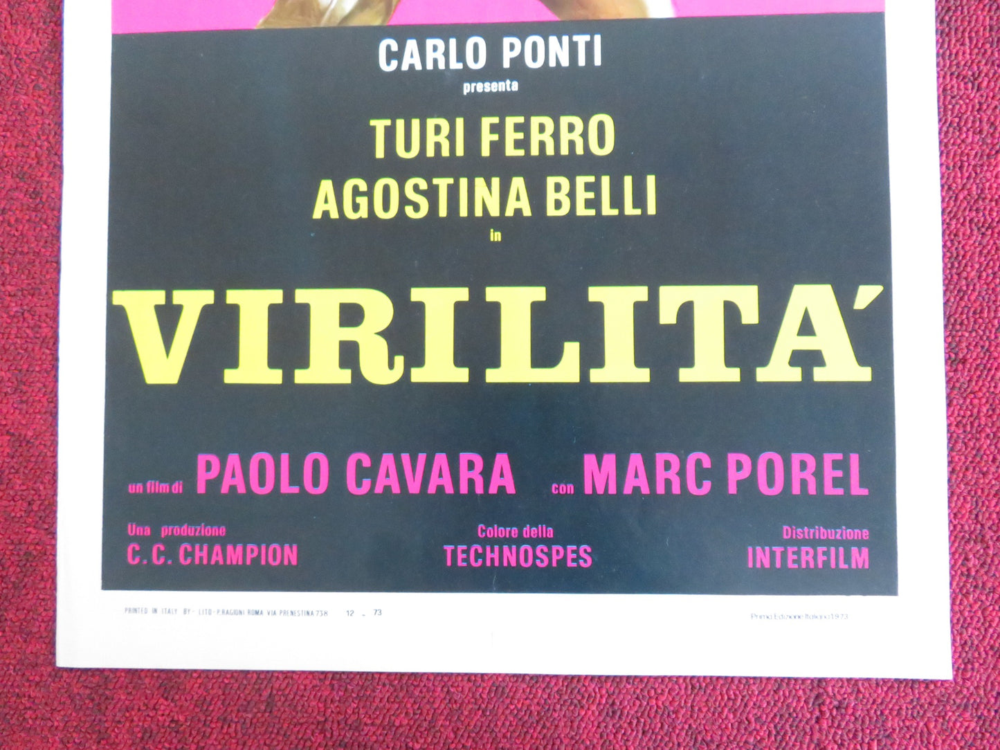 VIRILITY ITALIAN LOCANDINA POSTER TURI FERRO AGOSTINA BELLI 1973