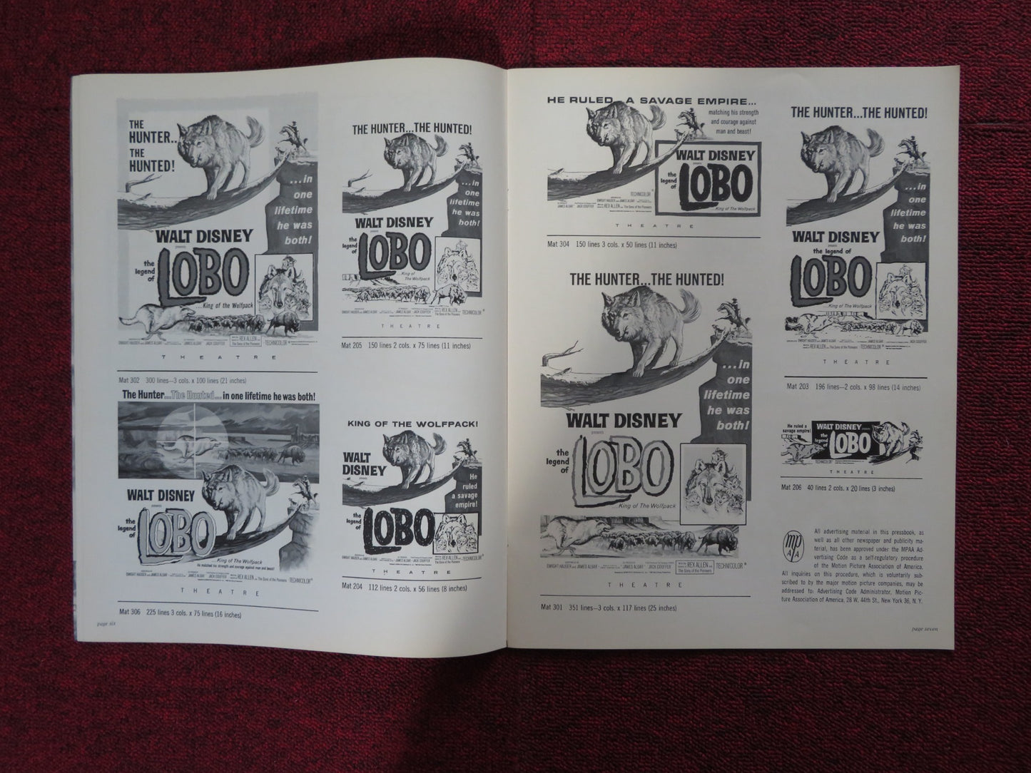 THE LEGEND OF LOBO - PRESSBOOK UNCUT BUENA VISTA DISNEY REX ALLEN 1962