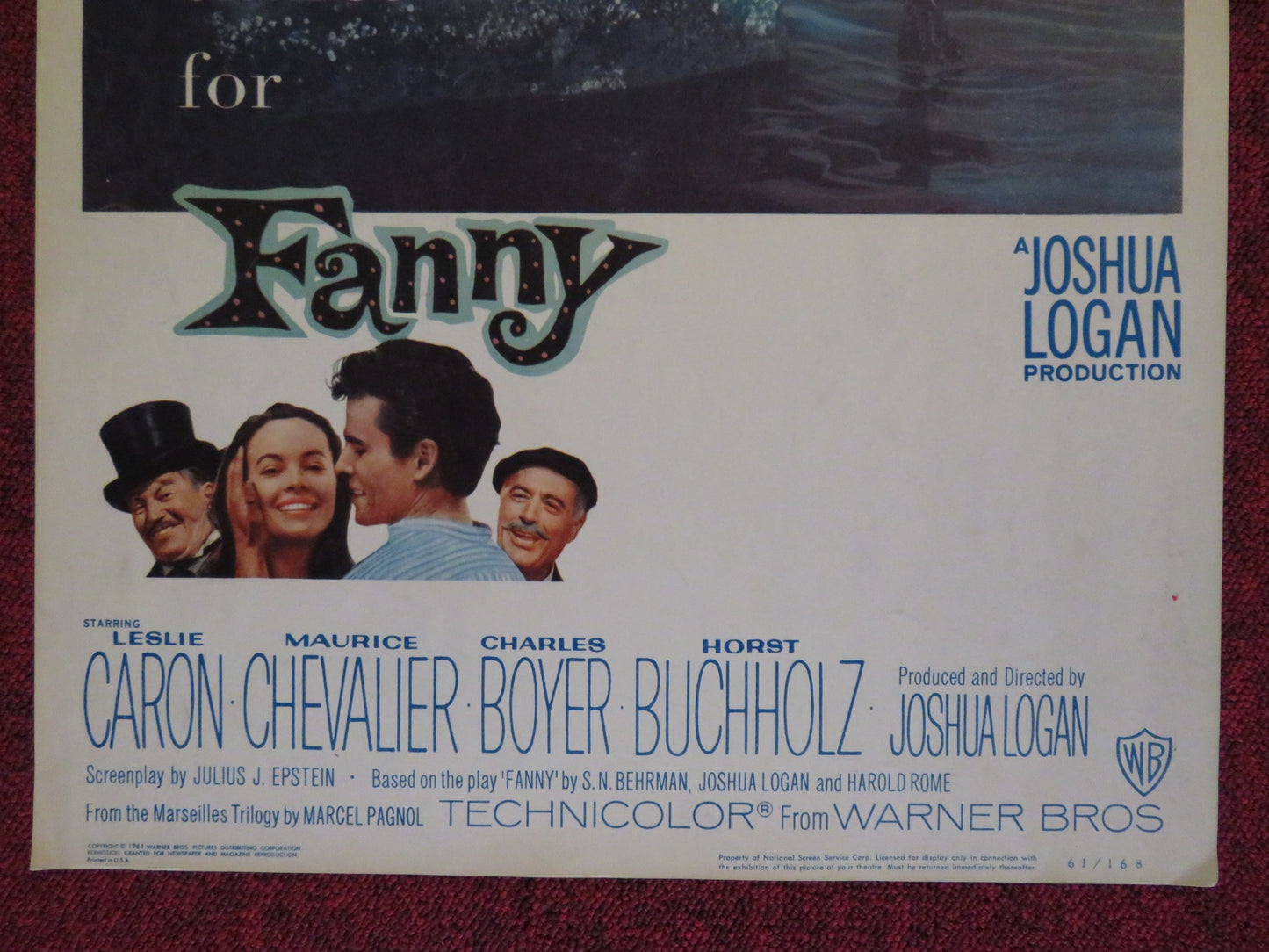 FANNY US INSERT (14"x 36") POSTER LESLIE CARON MAURICE CHEVALIER 1961