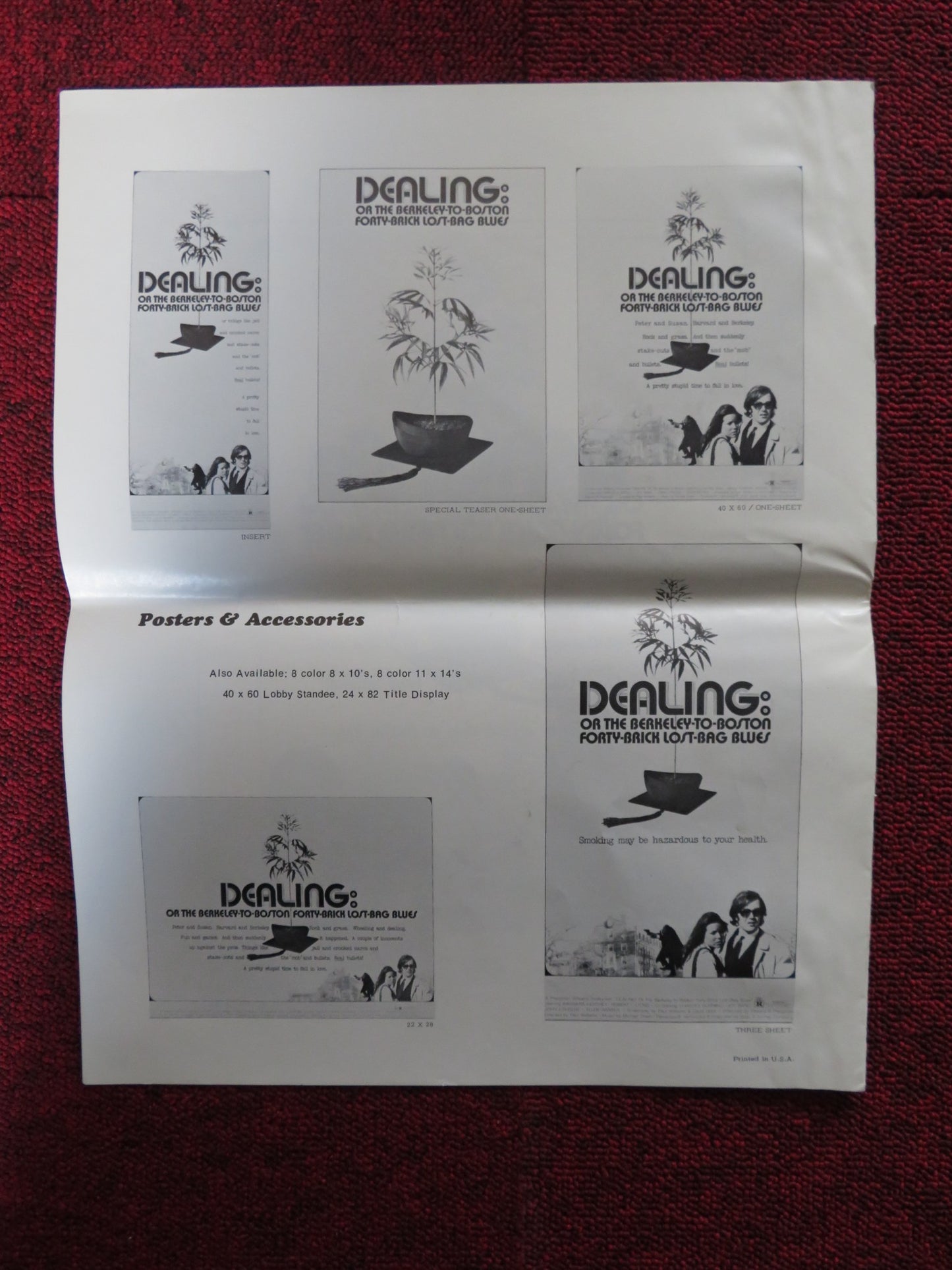 DEALING: OR THE BERKELEY TO BOSTON.. - PRESSBOOK CUT WARNER BROS. 1972