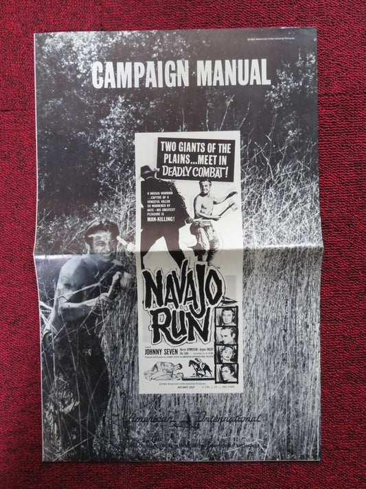 NAVAJO RUN - PRESSBOOK UNCUT AMERICAN INTERNATIONAL JOHNNY SEVEN WARREN 1964