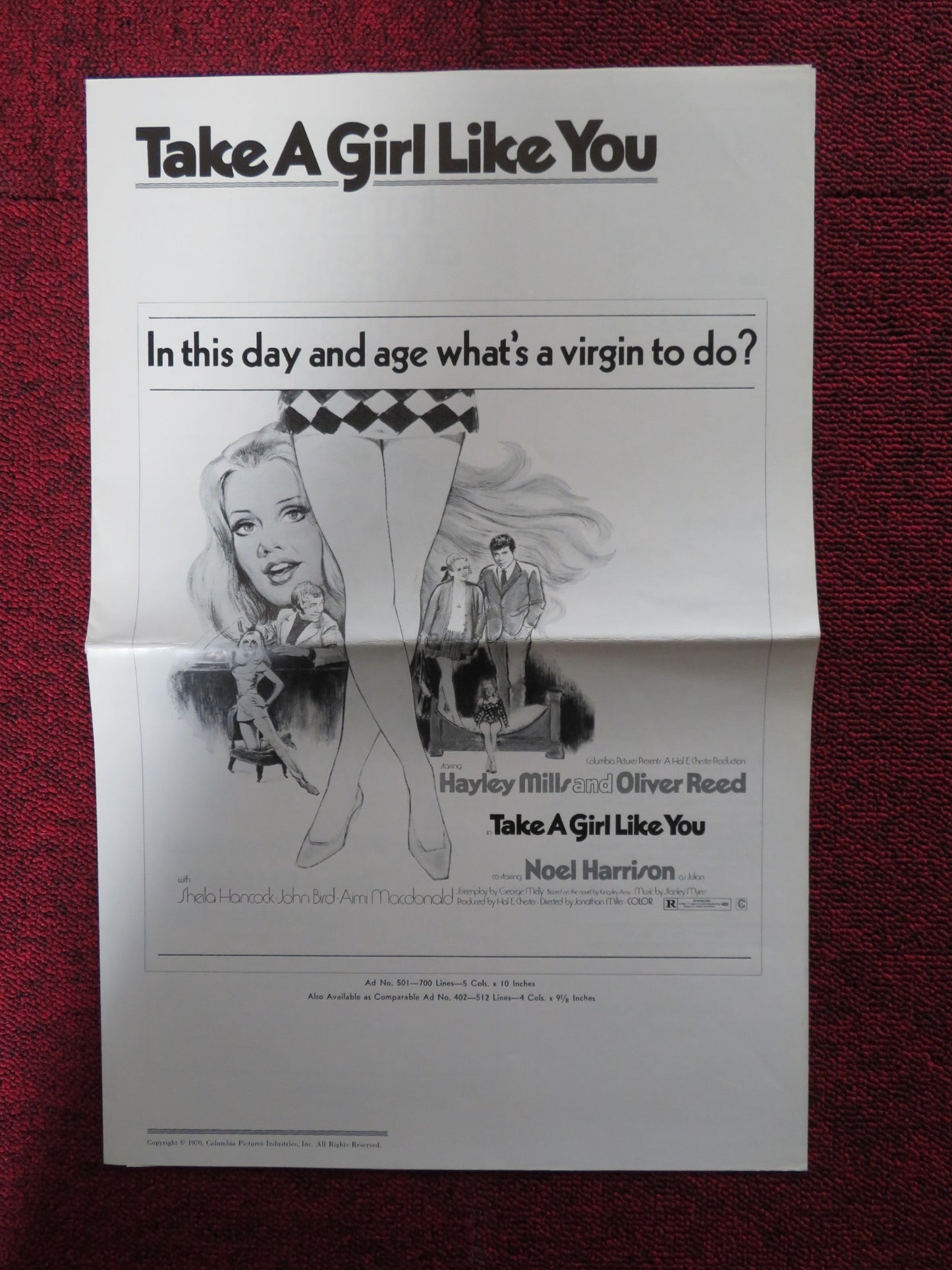 TAKE A GIRL LIKE YOU - PRESSBOOK UNCUT COLUMBIA PICTURES MILLS OLIVER REED 1970