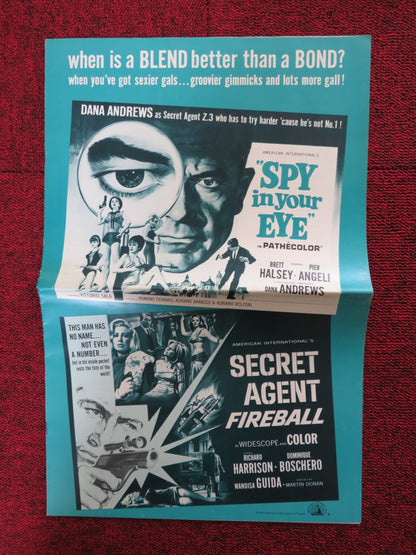 SPY IN YOUR EYE / SECRET AGENT FIREBALL - PRESSBOOK UNCUT AMERICAN INT. 1965