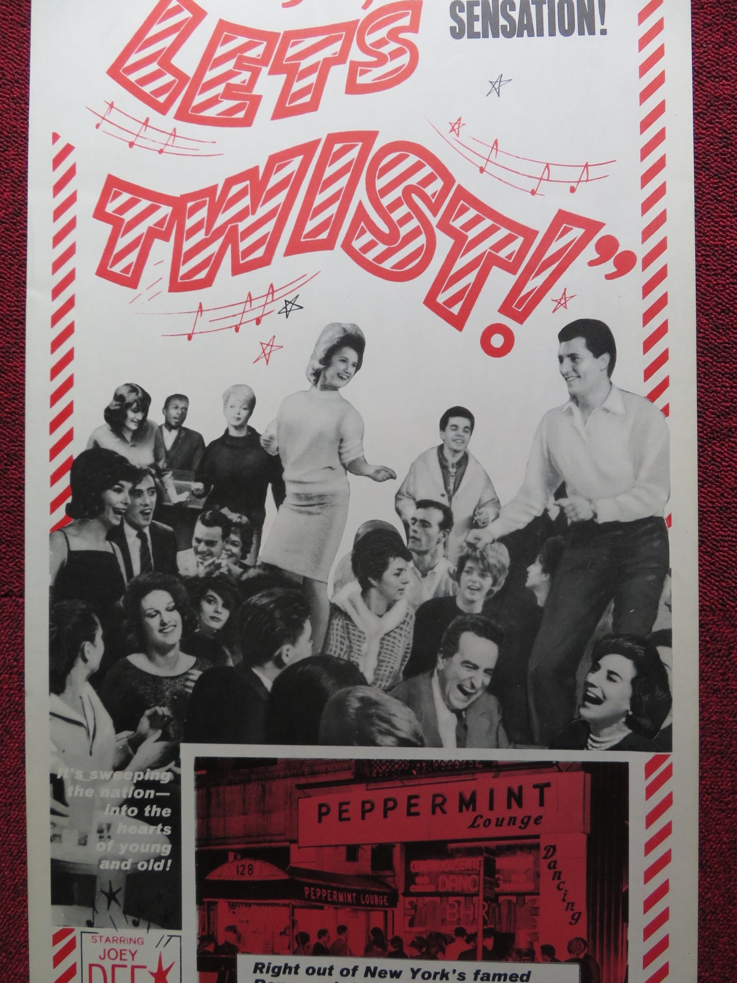 HEY, LET'S TWIST US INSERT (14"x 36") POSTER JOEY DEE THE STARLITERS 1962