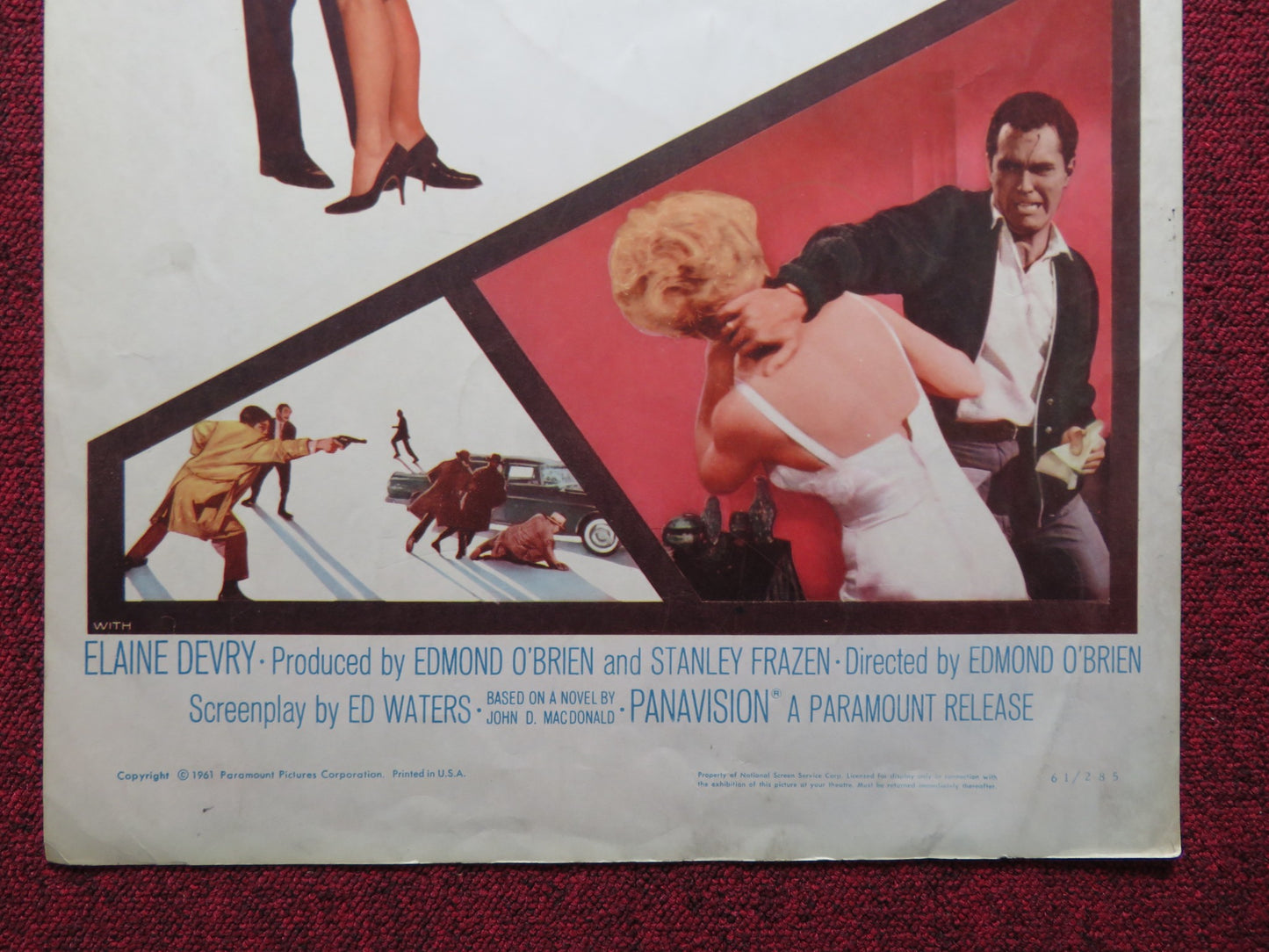 MAN-TRAP US INSERT (14"x 36") POSTER JEFFEREY HUNTER DAVID JANSSEN 1961