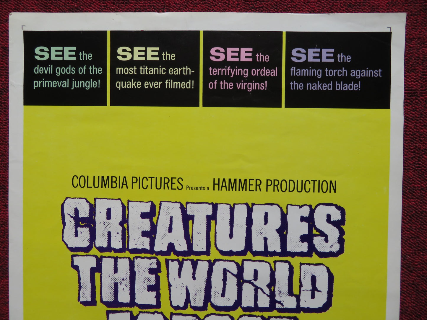 CREATURES THE WORLD FORGOT US INSERT (14"x 36") POSTER HAMMER JULIE EGE 1971