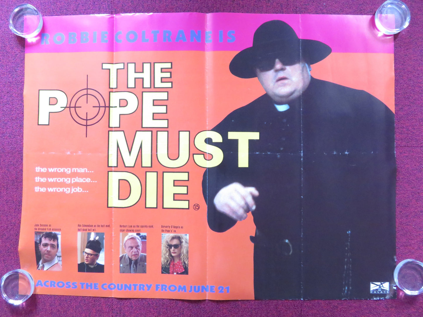 THE POPE MUST DIE UK QUAD (30"x 40") ROLLED POSTER ROBBIE COLTRANE 1991