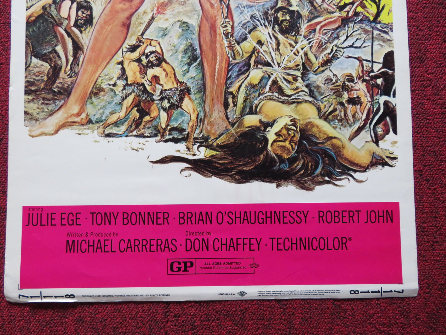 CREATURES THE WORLD FORGOT US INSERT (14"x 36") POSTER HAMMER JULIE EGE 1971