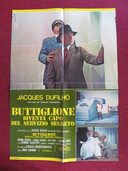 BUTTIGLIONE DIVENTA CAPO DEL SERVIZIO SEGRETO ITALIAN FOGLIO POSTER DUFILHO 1975