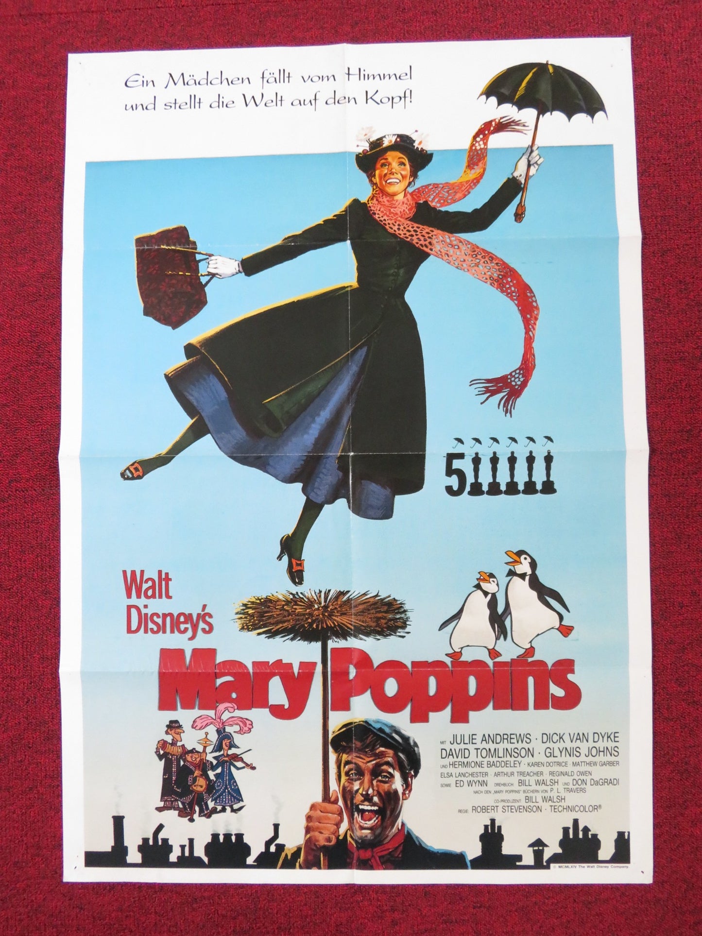 MARY POPPINS GERMAN A1 POSTER JULIE ANDREWS DICK VAN DYKE 1964