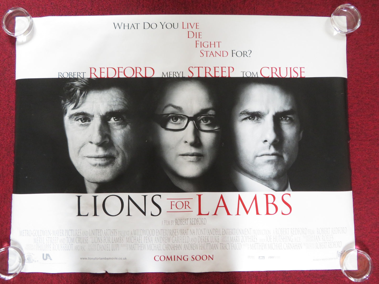 LIONS FOR LAMBS UK QUAD ROLLED POSTER TOM CRUISE ROBERT REDFORD 2007