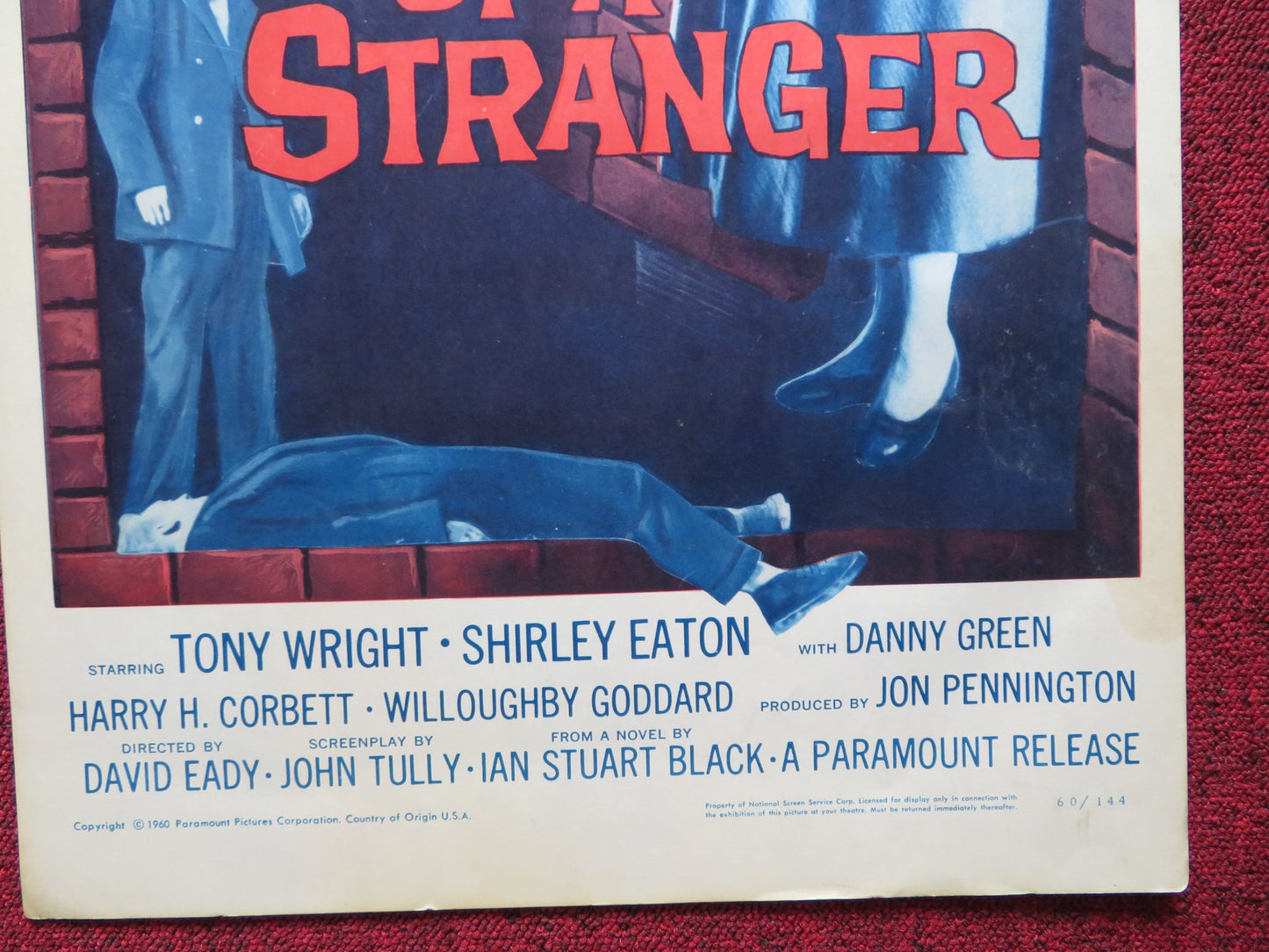 IN THE WAKE OF A STRANGER US INSERT (14"x 36") POSTER TONY WRIGHT S EATON 1960