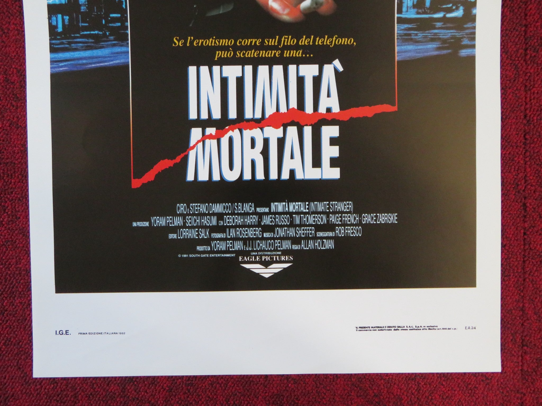 INTIMATE STRANGER ITALIAN LOCANDINA POSTER DEBORAH HARRY JAMES RUSSO 1992