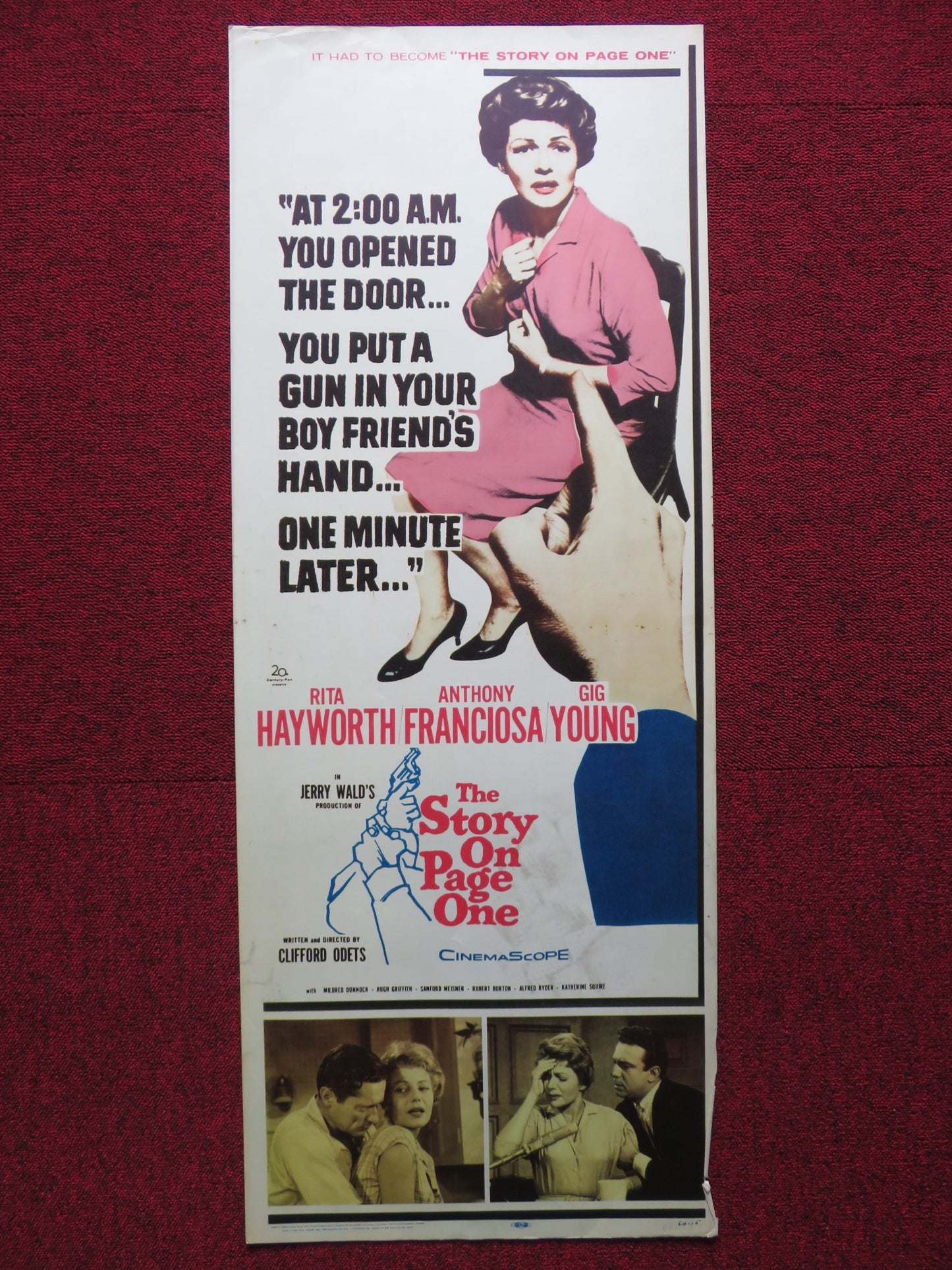 THE STORY ON PAGE ONE US INSERT (14"x 36") POSTER RITA HAYWORTH FRANCIOSA 1960