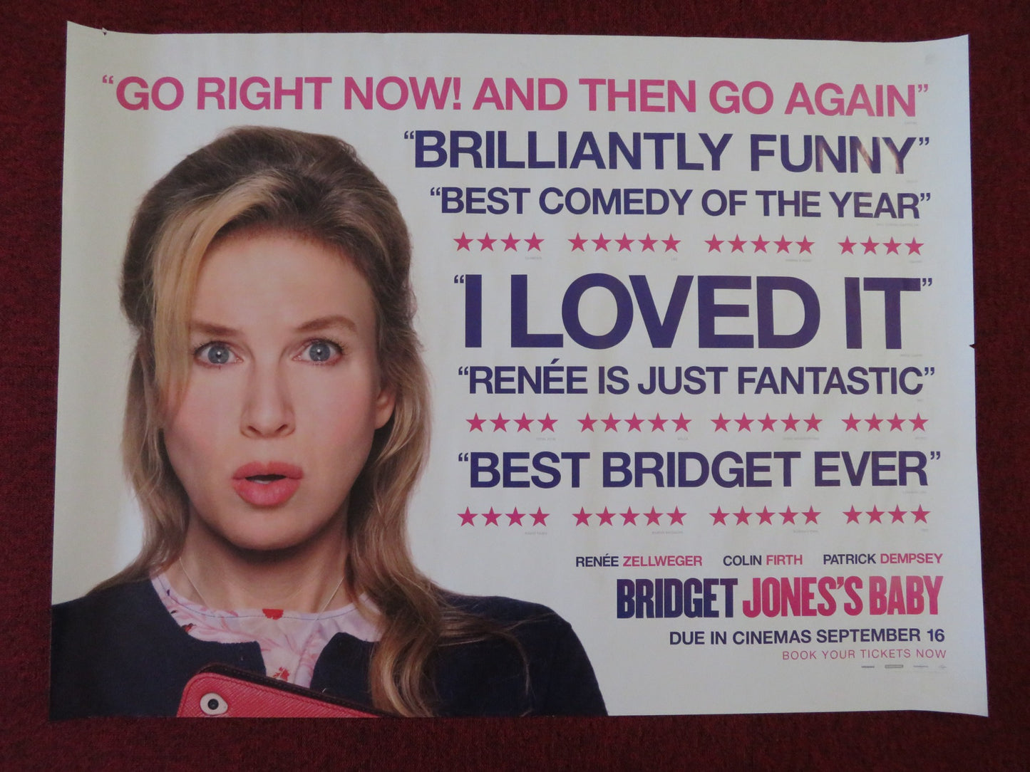 BRIDGET JONES'S BABY UK QUAD (30"x 40") ROLLED POSTER RENEE ZELLWEGER 2016