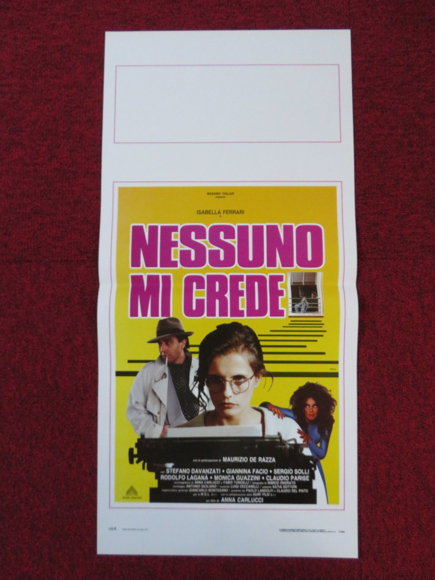 NESSUNO MI CREDE ITALIAN LOCANDINA POSTER ISABELLA FERRARI GIANNINA FACIO 1992