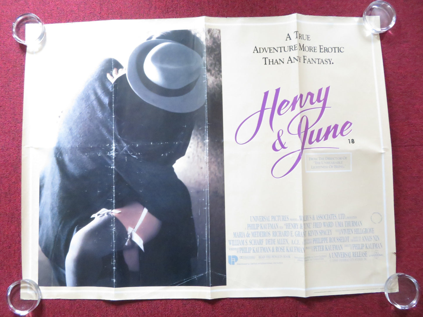 HENRY AND JUNE UK QUAD (30"x 40") ROLLED POSTER FRED WARD UMA THURMAN 1990