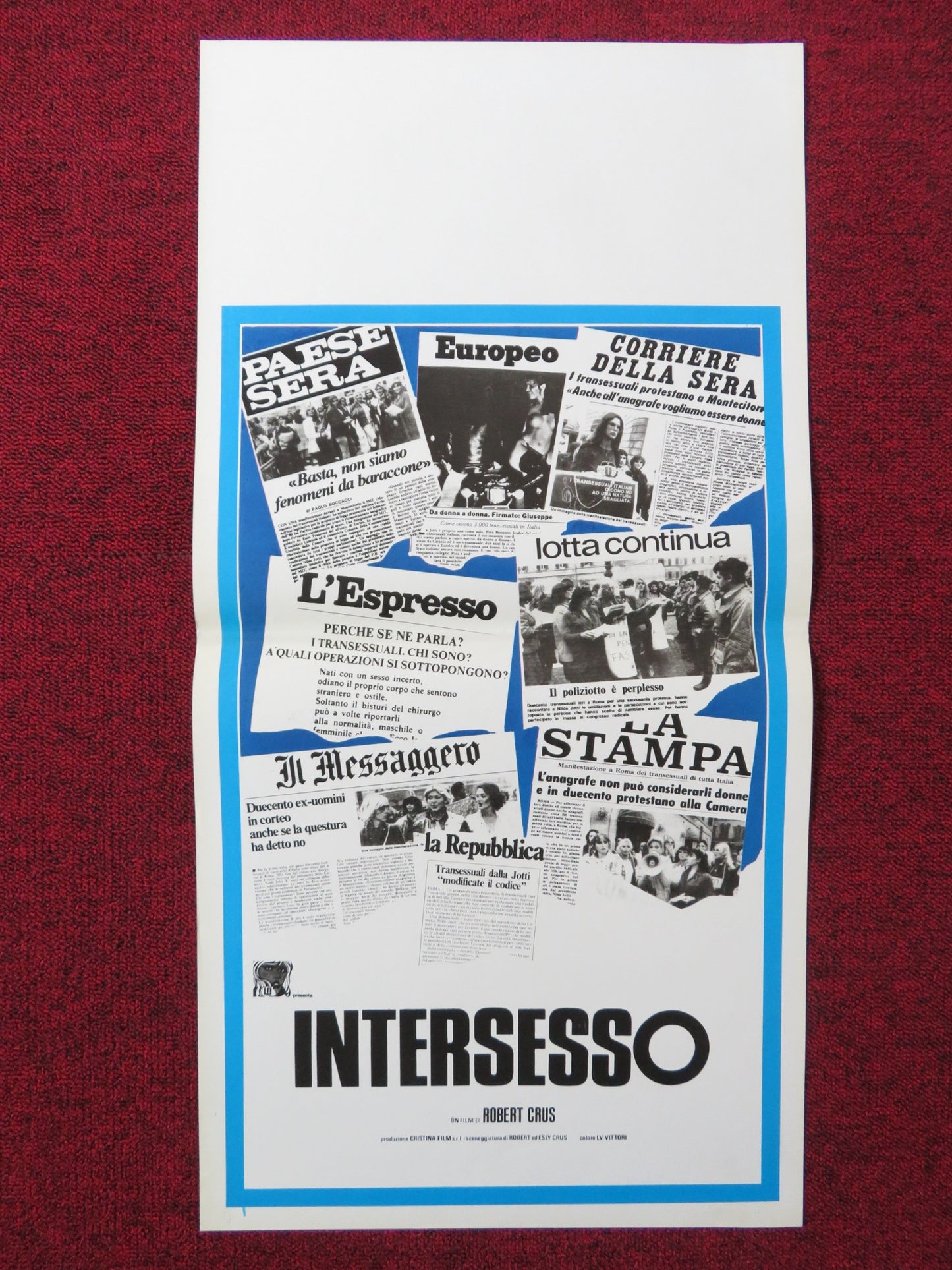 INTERSESSO ITALIAN LOCANDINA POSTER ROBERT CRUS ESLY CRUS 1981