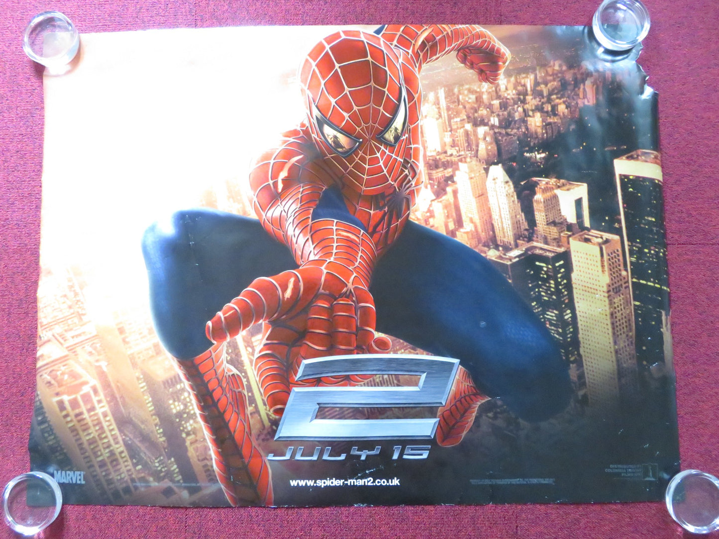 SPIDER-MAN 2 UK QUAD (30"x 40") ROLLED POSTER TOBEY MAGUIRE KIRSTEN DUNST 2004