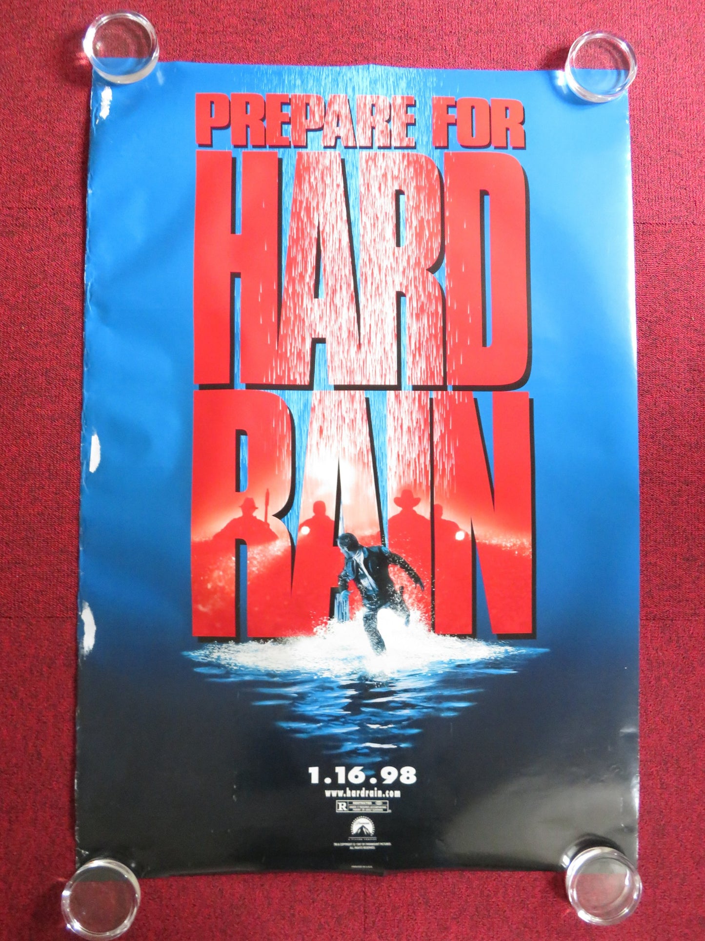 HARD RAIN - B US ONE SHEET ROLLED POSTER MORGAN FREEMAN CHRISTIAN SLATER  1998