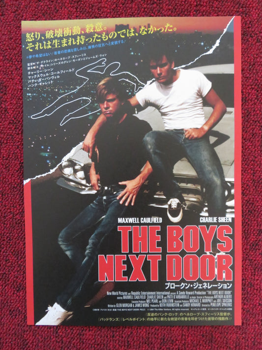 THE BOYS NEXT DOOR JAPANESE CHIRASHI (B5) POSTER CHARLIE SHEEN CAULFIELD 1985