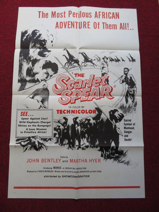 THE SCARLET SPEAR FOLDED US ONE SHEET POSTER JOHN BENTLEY MARTHA HYER 1954