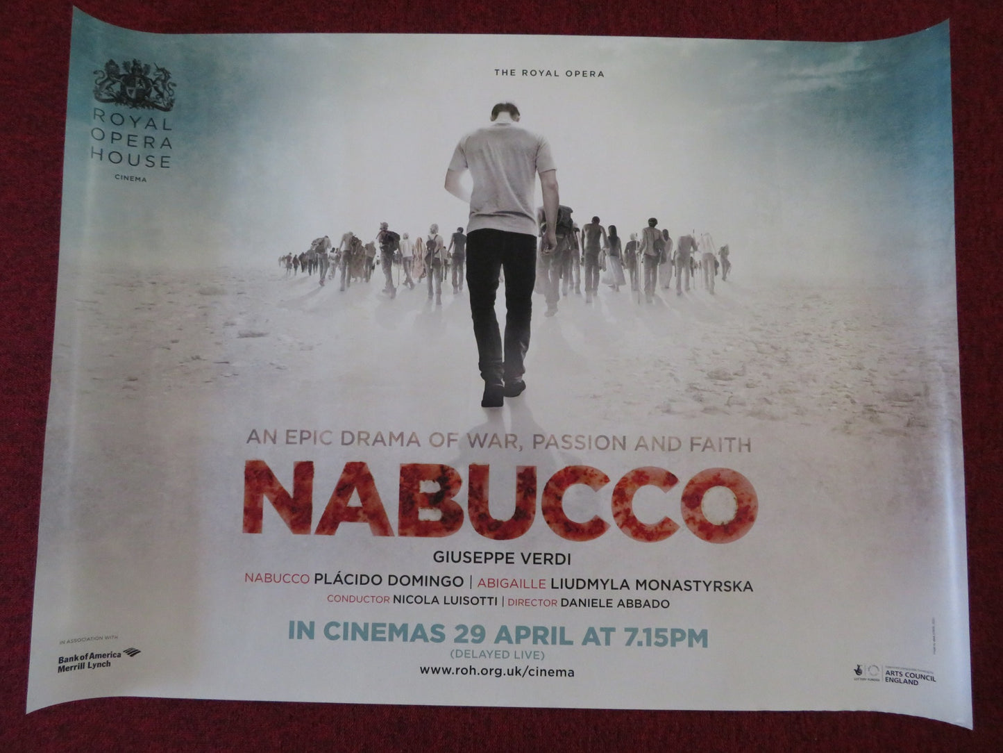 NABUCCO UK QUAD (30"x 40") ROLLED POSTER  ROYAL OPERA PLACIDO DOMINGO 2012