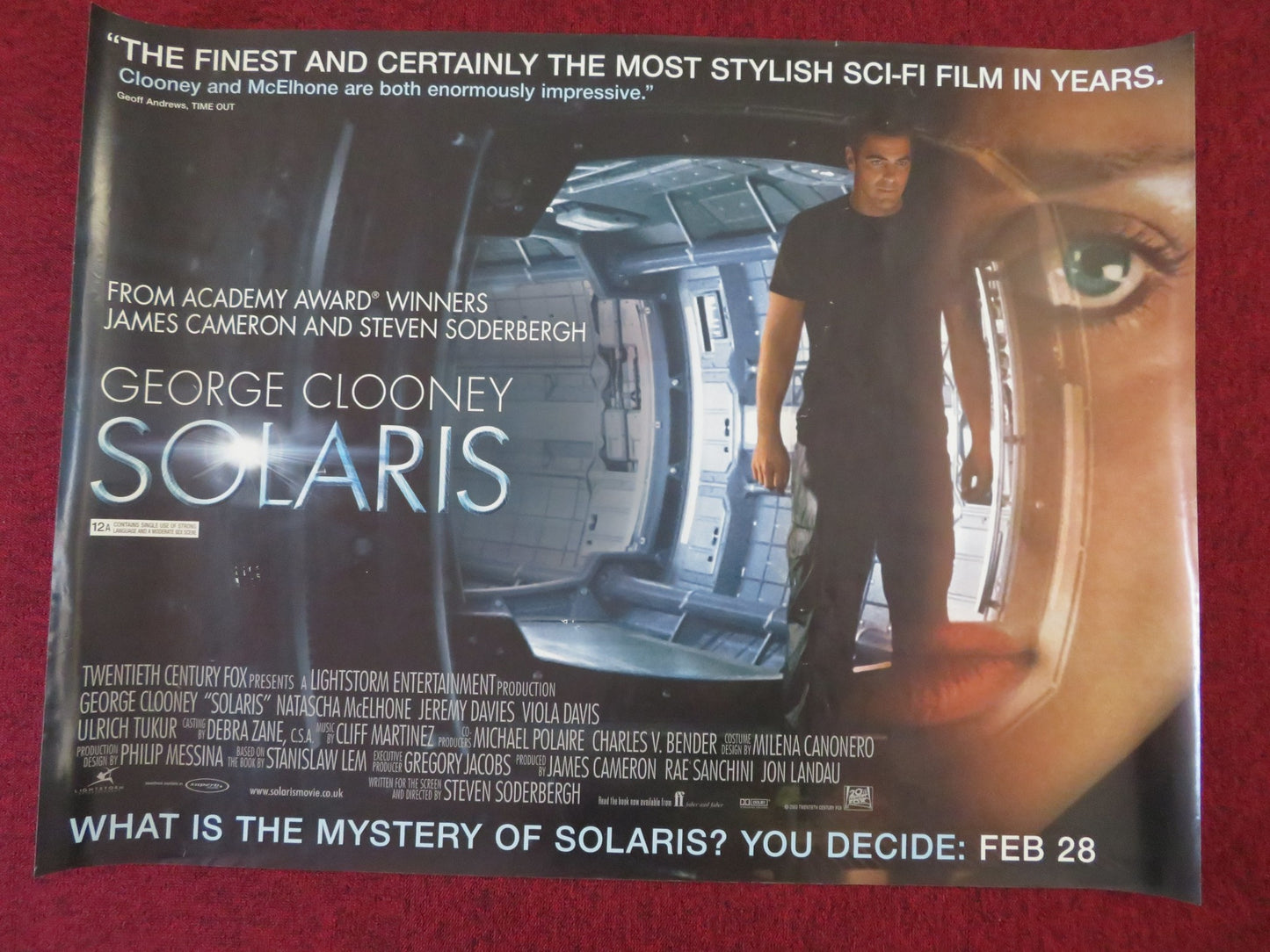 SOLARIS UK QUAD (30"x 40") ROLLED POSTER GEORGE CLOONEY NATASCHA MCELHONE 2002