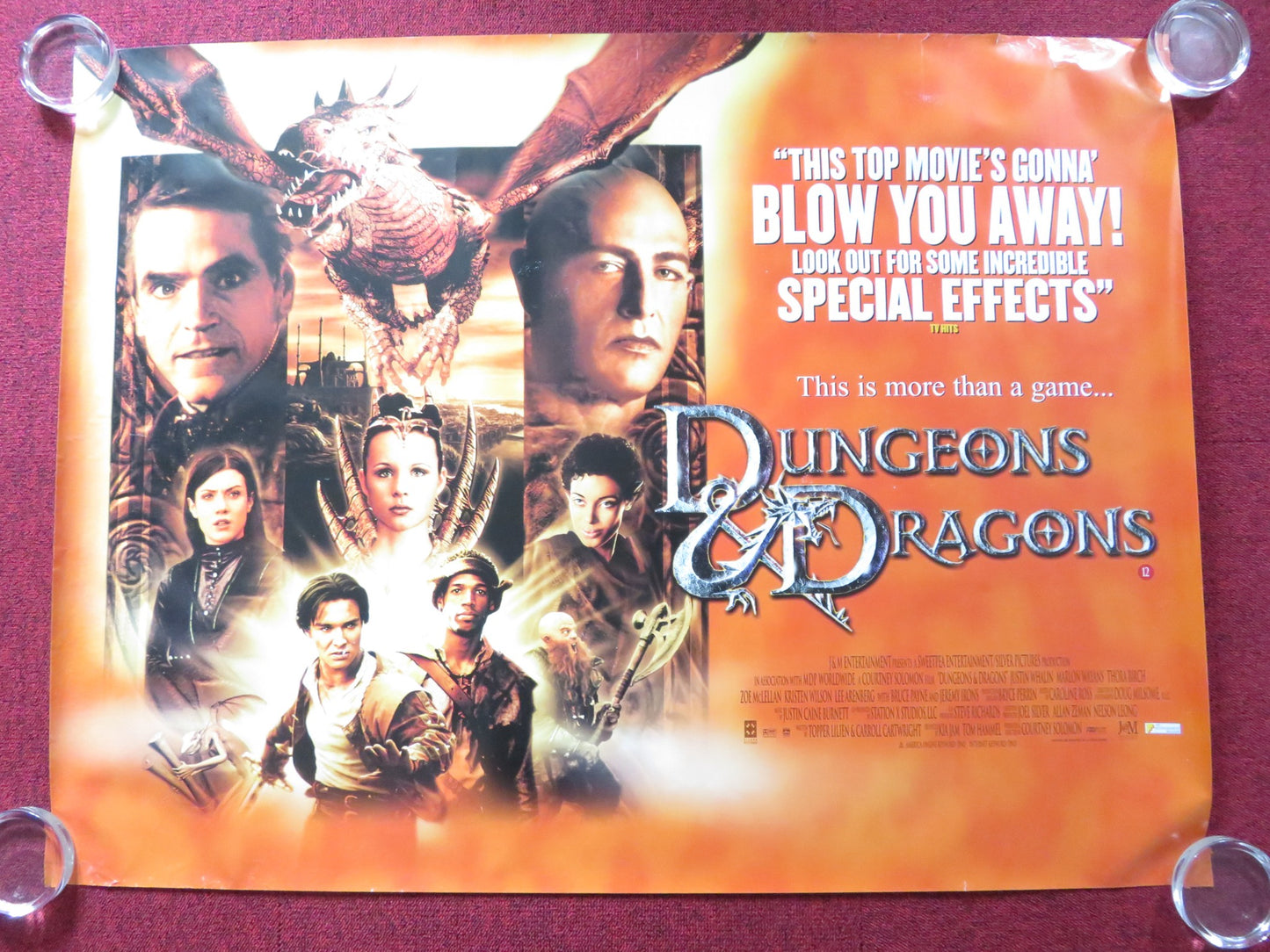 DUNGEONS & DRAGONS UK QUAD (30"x 40") ROLLED POSTER JEREMY IRONS T. BIRCH 2000