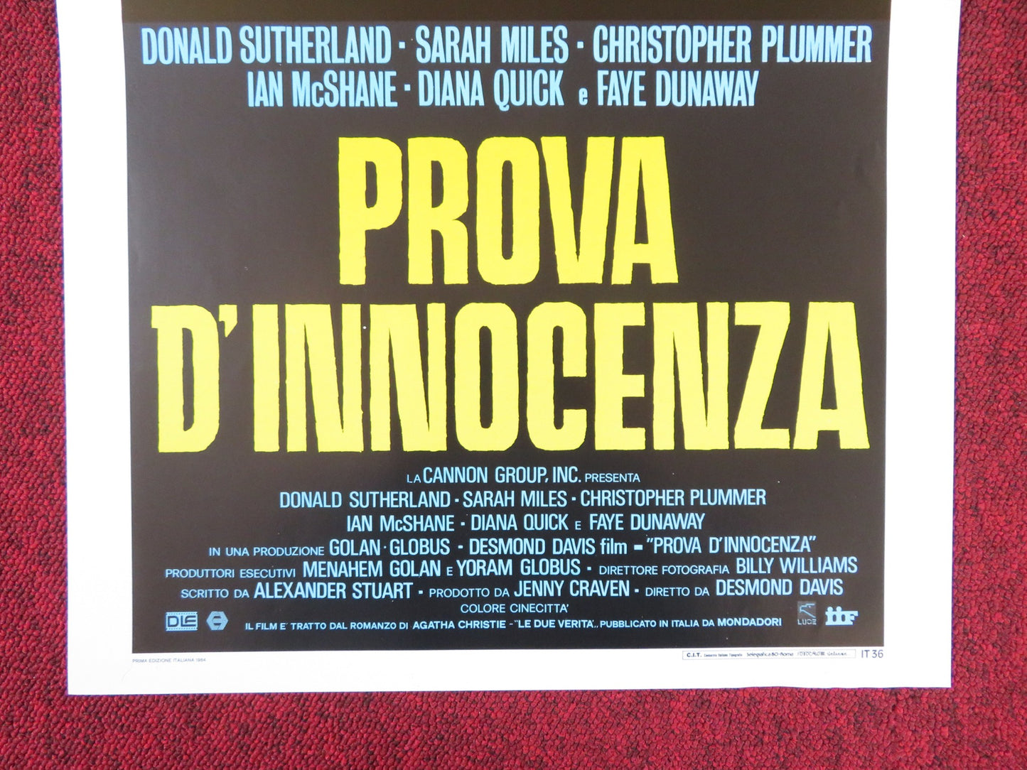 ORDEAL BY INNOCENCE ITALIAN LOCANDINA POSTER CANNON DONALD SUTHERLAND 1984