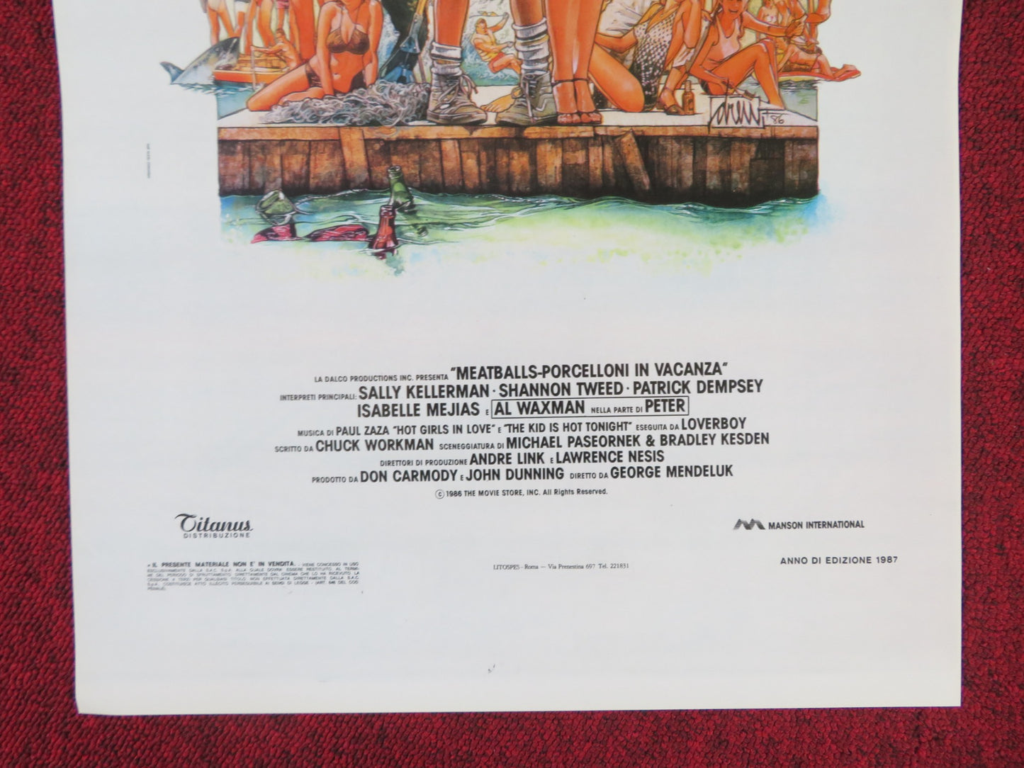 MEATBALLS III: SUMMER JOB ITALIAN LOCANDINA POSTER SALLY KELLERMAN 1986