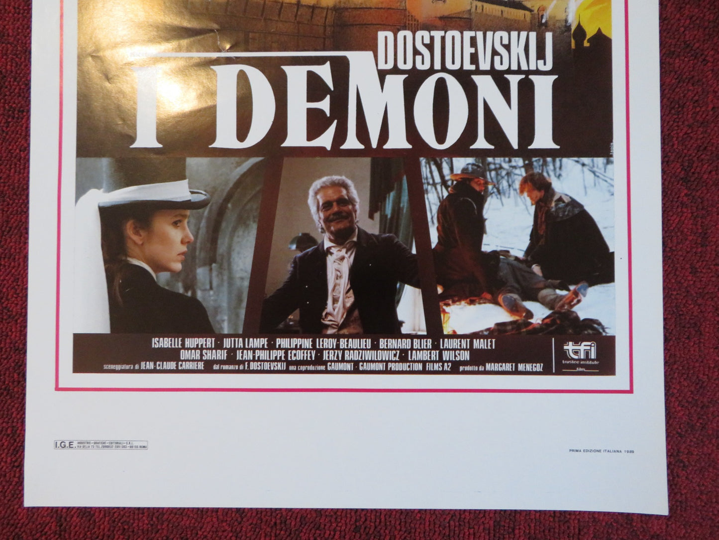 DOSTOEVSKIJ - I DEMONI ITALIAN LOCANDINA POSTER ISABELLE HUPPERT 1989