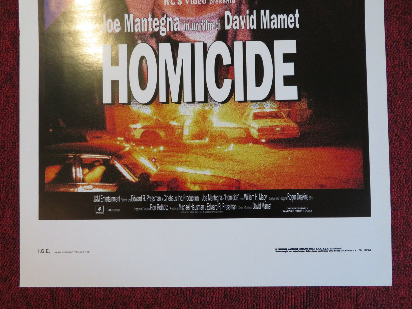 HOMICIDE ITALIAN LOCANDINA POSTER JOE MANTEGNA 1991