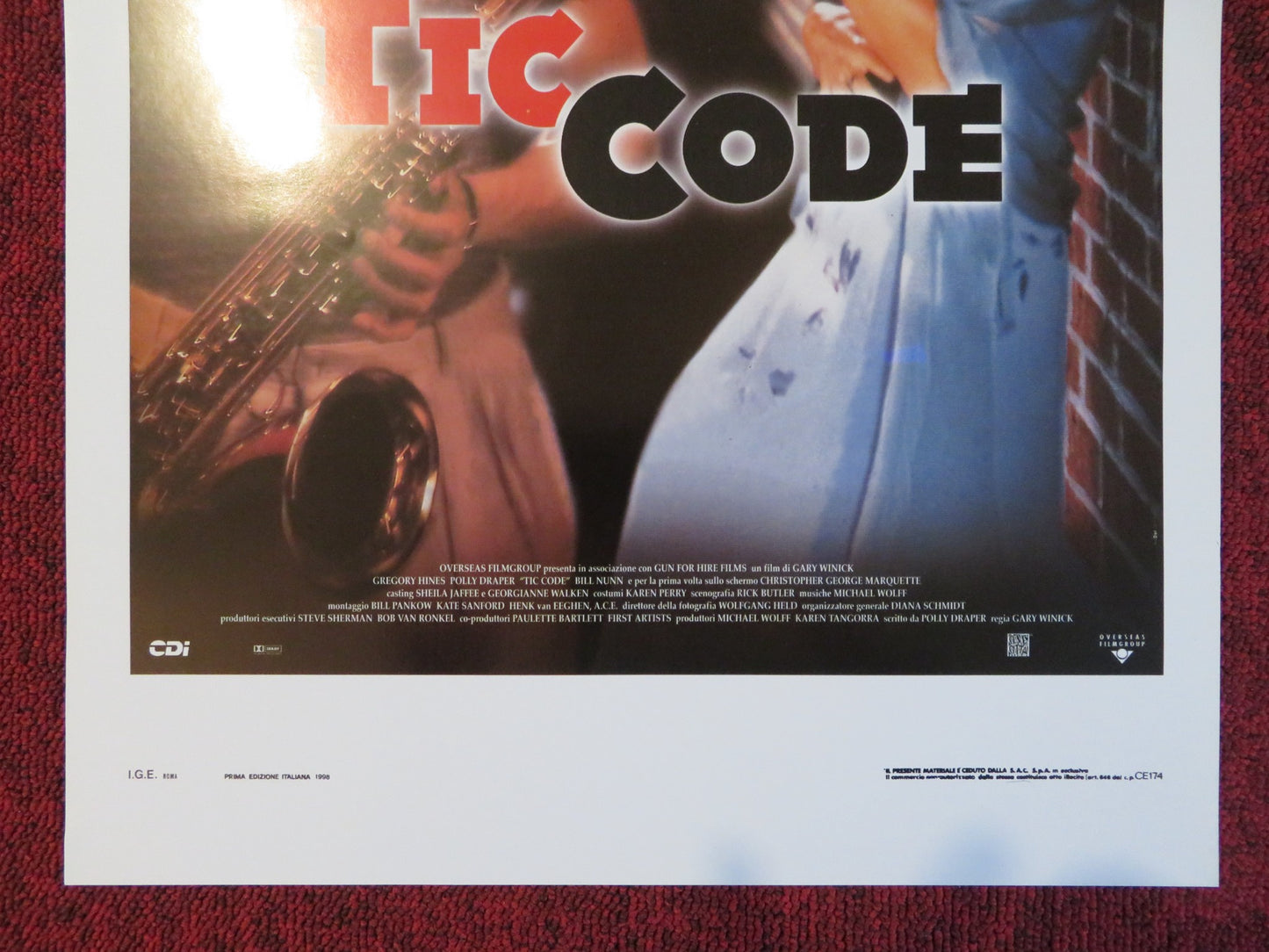 TIC CODE ITALIAN LOCANDINA POSTER GREGORY HINES POLLY DRAPER 1998