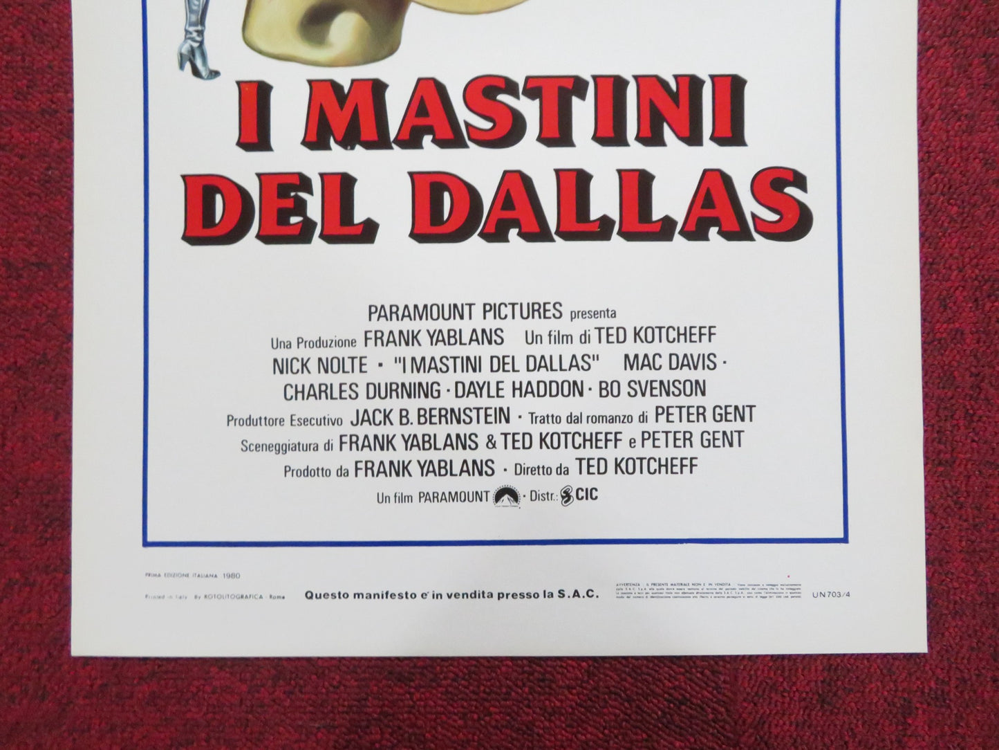 NORTH DALLAS FORTY ITALIAN LOCANDINA POSTER NICK NOLTE MAC DAVIS 1980