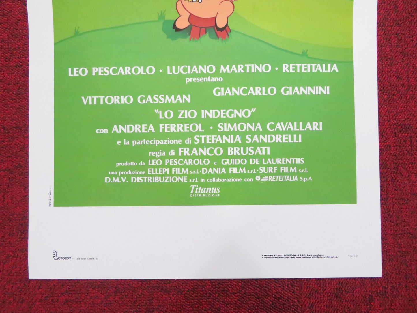 THE SLEAZY UNCLE ITALIAN LOCANDINA POSTER VITTORIO GASSMAN G. GIANNINI 1989