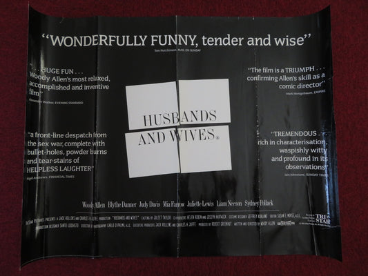 HUSBANDS AND WIVES UK QUAD (30"x 40") ROLLED POSTER WOODY ALLEN MIA FARROW 1992